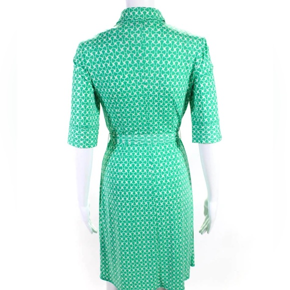 Laundry Knit Dress Green & White Collared belted Shirt Dress - Picture 6 of 8